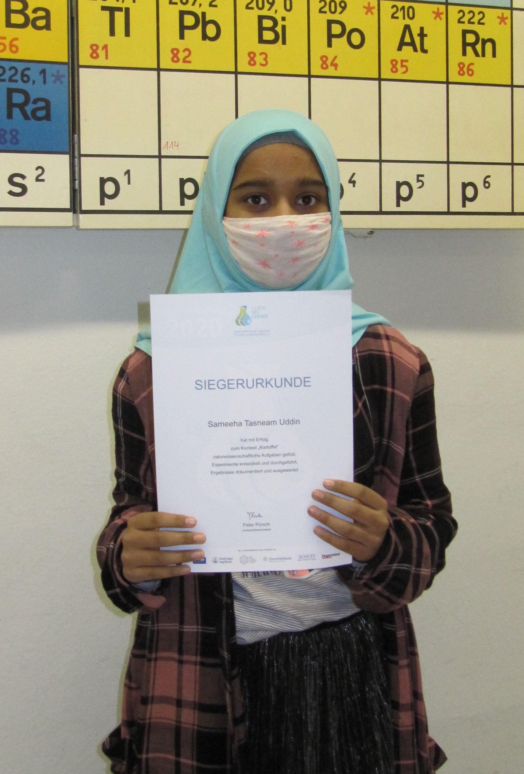 2020 Leben mit Chemie Siegerurkunde Sameeha Uddin